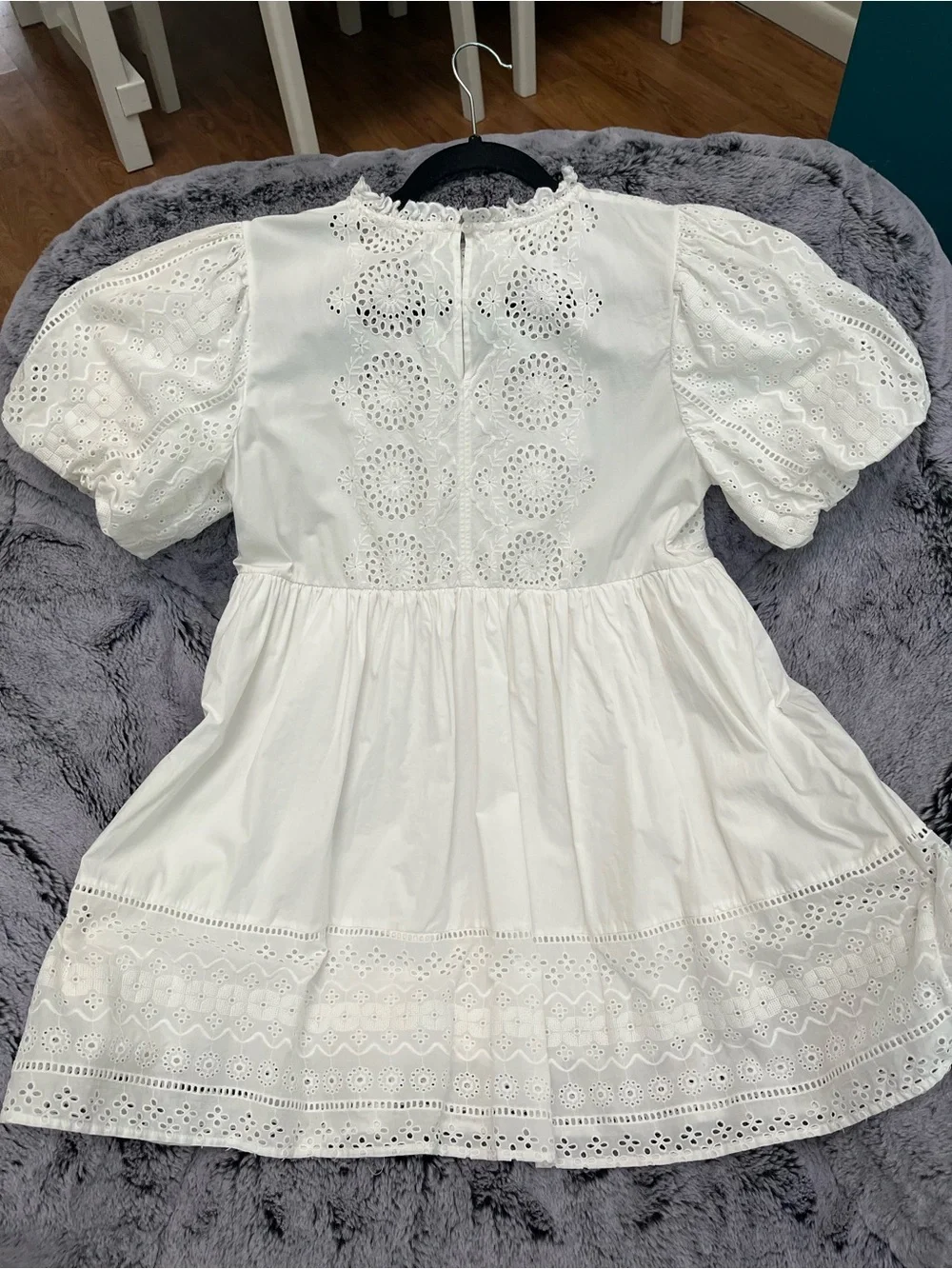 Anthropologie Forever That Girl Puff Sleeve Lace Babydoll Mini Dress M - Picture 8 of 9